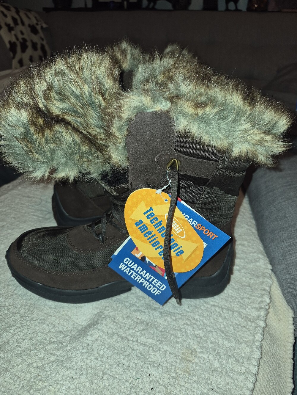 Cougar Brown Faux-Fur Waterproof Winter Boots for Women